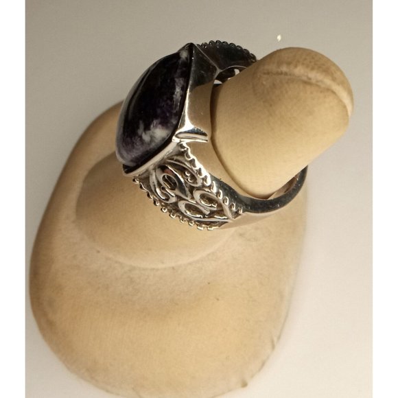 316L Stainless Steel Silver Tone Purple Stone Look Ring Size‎ 7 (10c2) - Picture 4 of 9